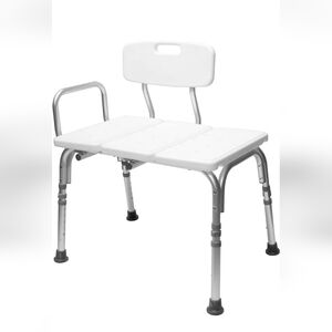Bathtub Transfer Bench Shower Bench w/ Height Adjustable Legs,White